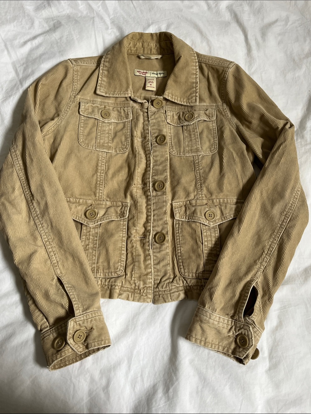 vintage Y2K Abercrombie & Fitch tan corduroy utility barn fall jacket layer coat